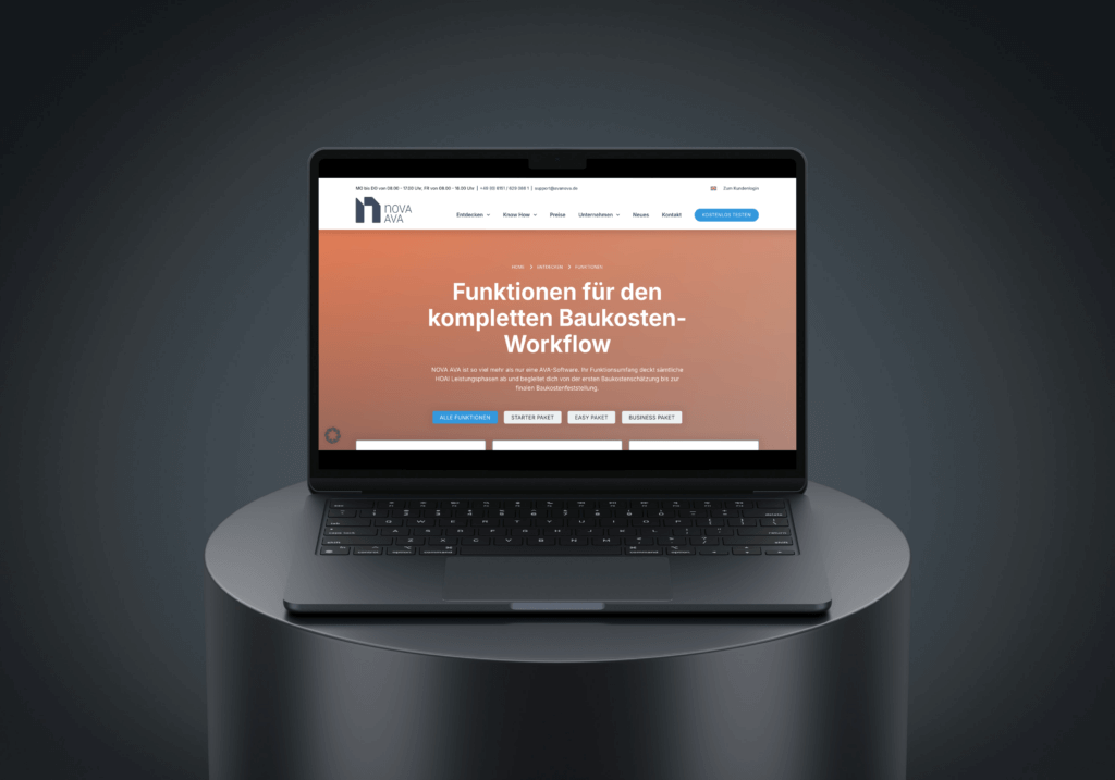 Laptop shows the NOVA AVA functions