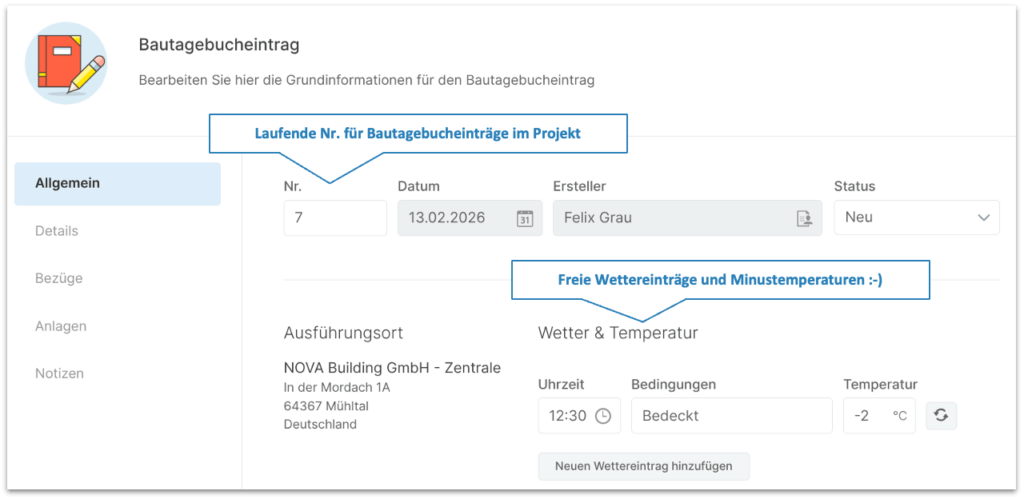 Update Baudokumentation Bild 01