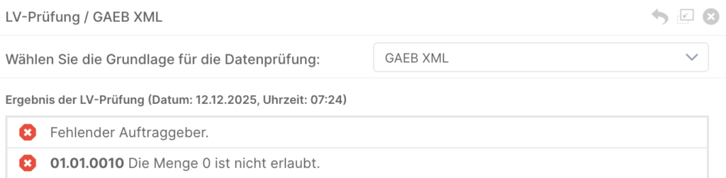 LV-Prüfung/ GAEB XML